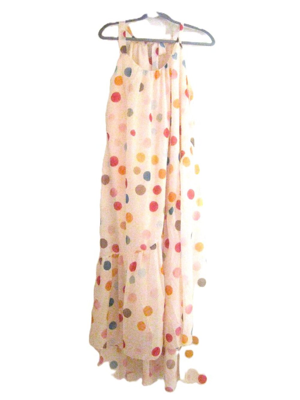 Long Flowy Polka Dot Dress Halter Straps   Boho Chic  -  Med -  New/Never worn